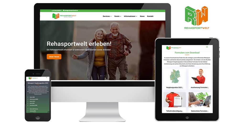 Neues Rehasport Online Portal mit Rehabilitationssport Informationen und Vereinsservices